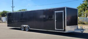 2023 8.5 x 32 enclosed ALUMINUM car hauler W/ SPARE AND E-Track