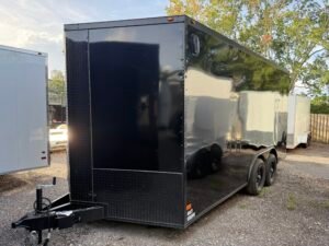 8.5’x16′ ALL WORLD Enclosed Black w/black trim