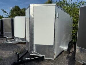 6’x12′ ALL WORLD Enclosed White w/silver trim