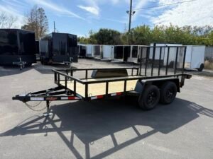 2026 DOWN2EARTH 6X12 TANDEM AXLE UTILITY TRAILER WITH BAR SIDING AND 48″ GATE