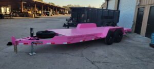 65.5 inch x 218 inch equipment trailer painted pink