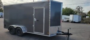 2026 All World 7×16 Enclosed Trailer STEEL FRAME AND Rear Spoiler W/ LOADING LIGHTS